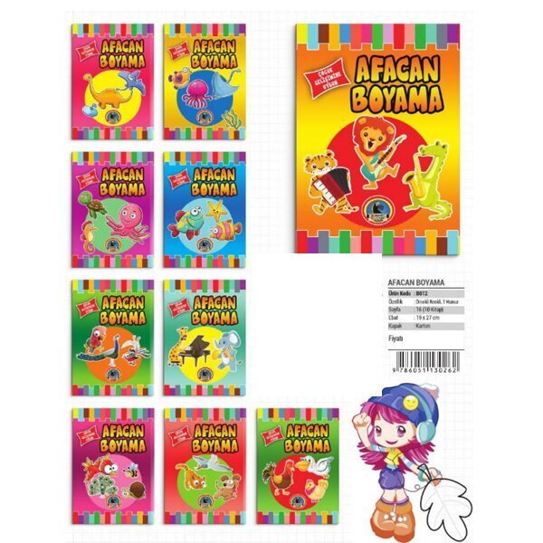 4E Boyama Kitabı Afacan Renkli Örnekli 16 Syf