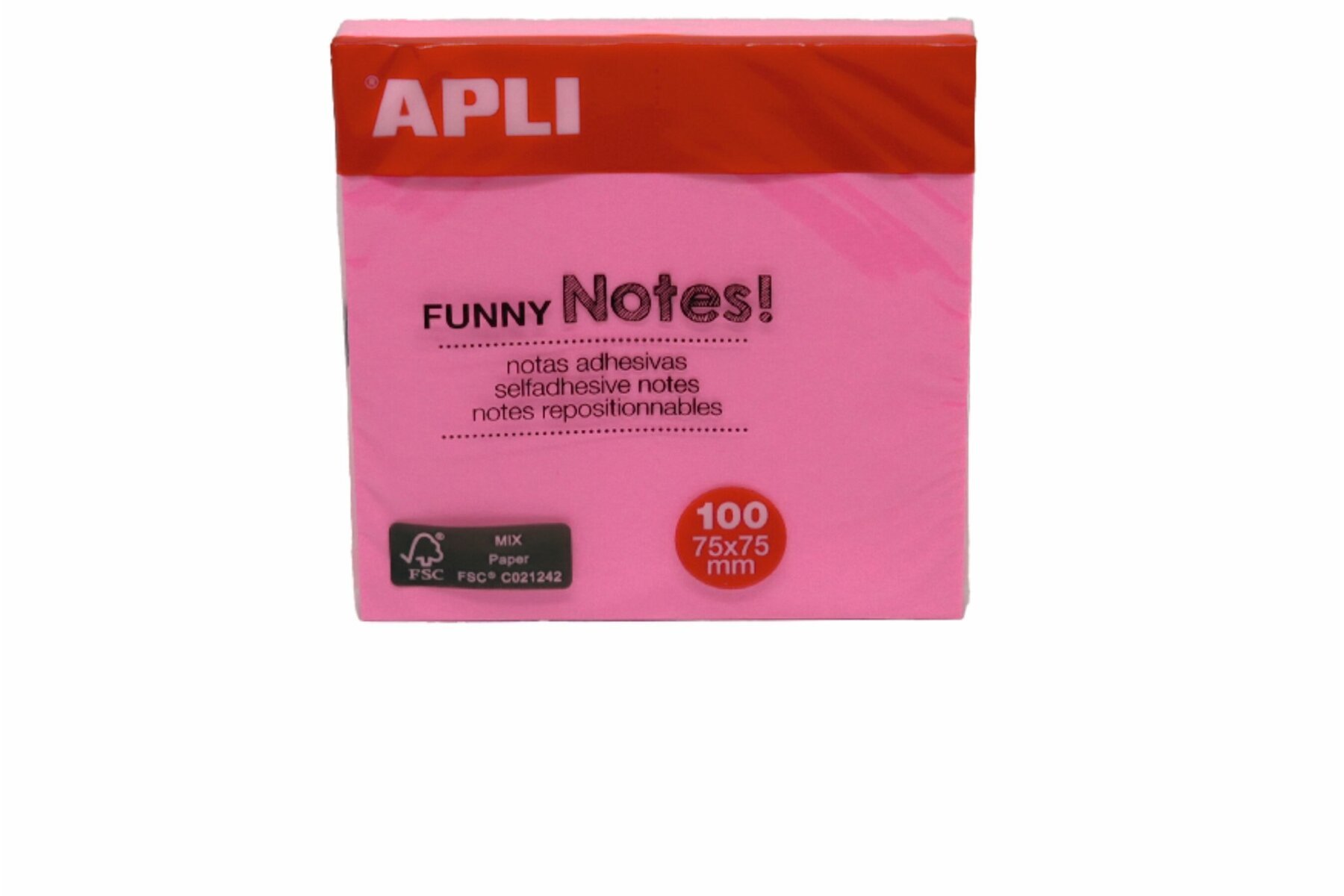 Apli Yapışkanlı Not Kağıdı Pembe Funny 100 YP 75x75 11898