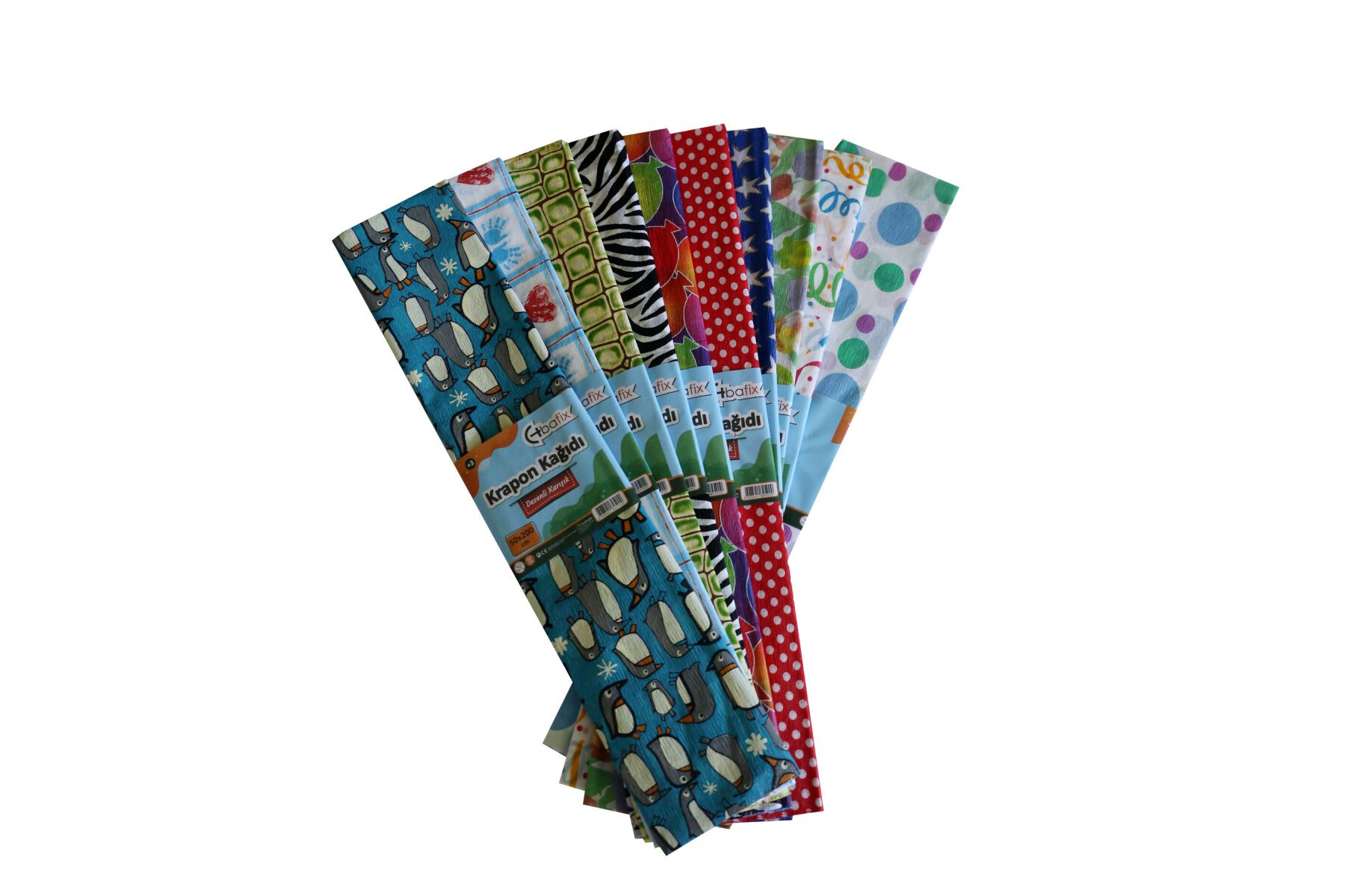 Bafix Krapon Kağıdı 10 LU 50x200 CM Karışık Renk Desenli