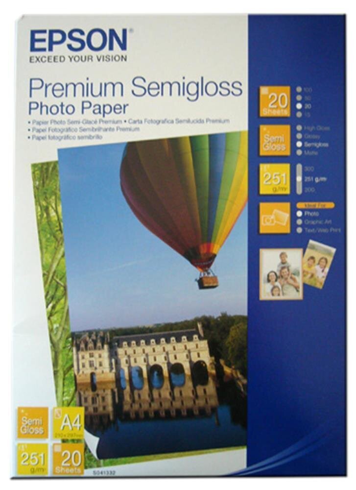 Epson A4 251Gram 20li Premium Semigloss Fotoğraf Kağıdı S041332