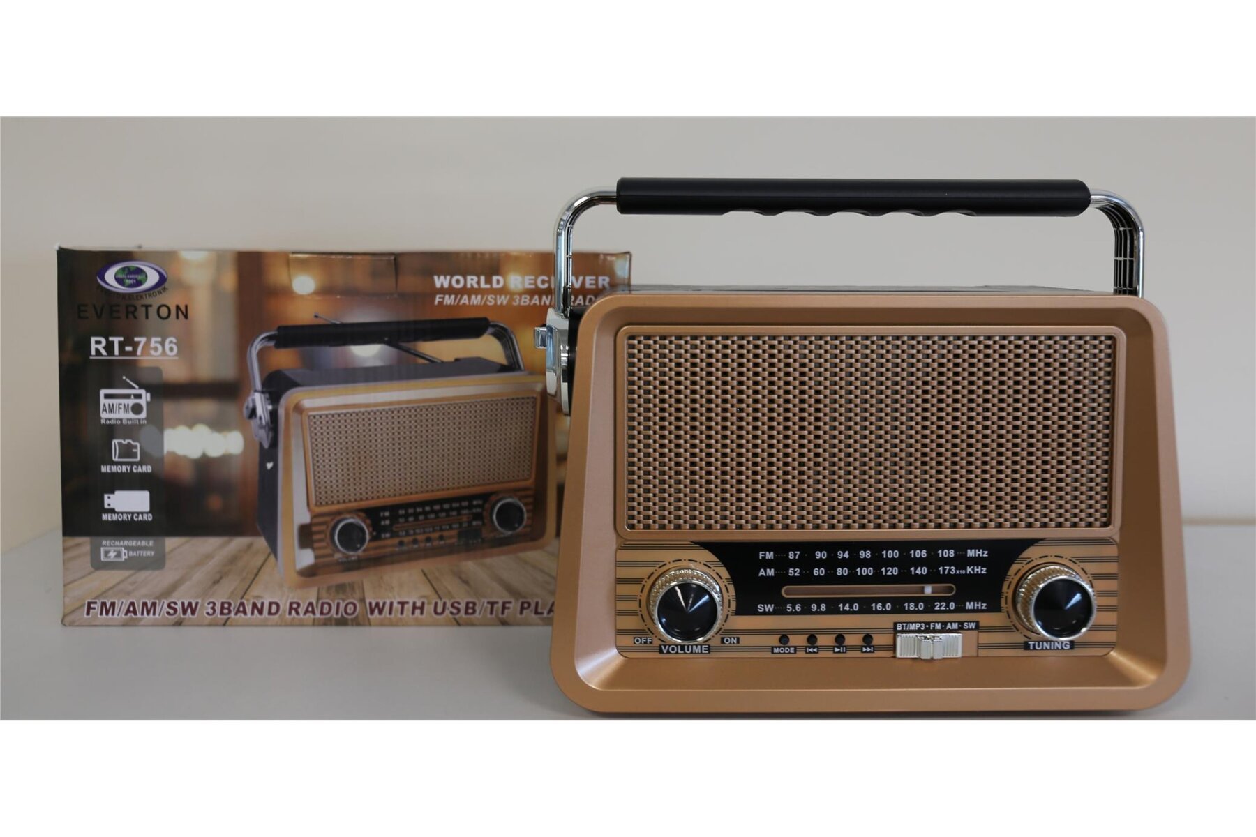 Everton Rt-756  Bluetooth Fm-Usb-Tf-Aux Şarjlı Nostaljik Radyo