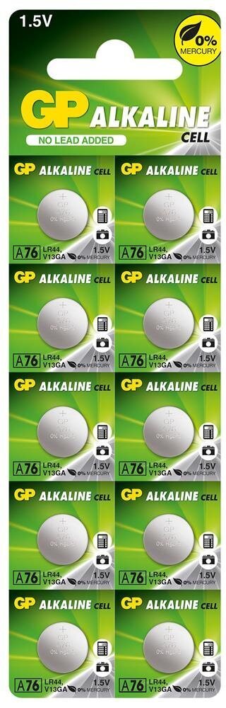 GP GPA76-2C10 LR44 AG13 Alkalin Düğme Pil 10lu Paket 