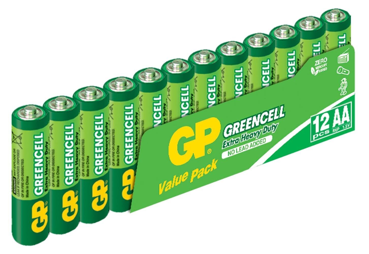 GP Greencel R6 AA Boy Çinko Kalem Pil 12li Paket GP15G-VS12