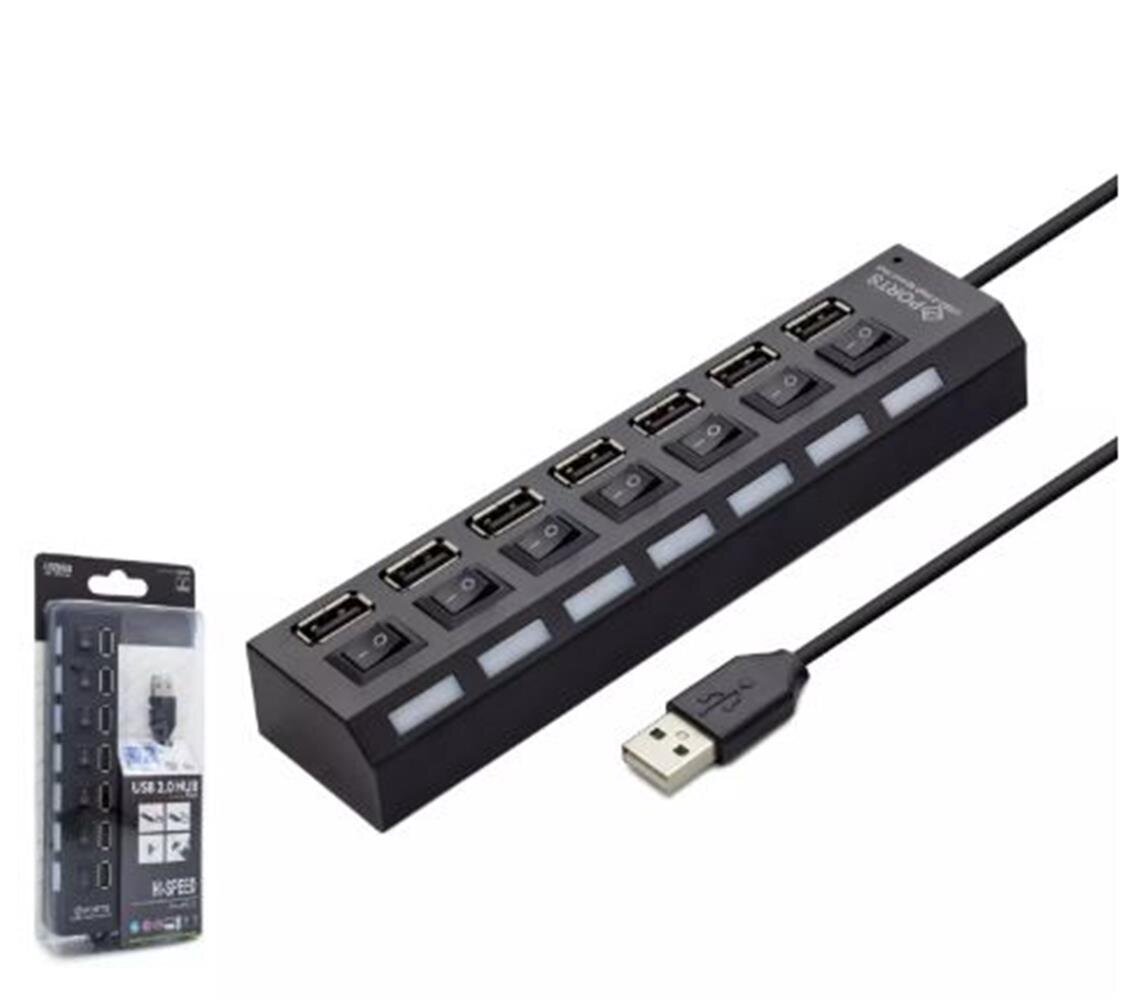 Hadron Hdx7001 Usb Hub 7-Usb Siyah Anahtarlı