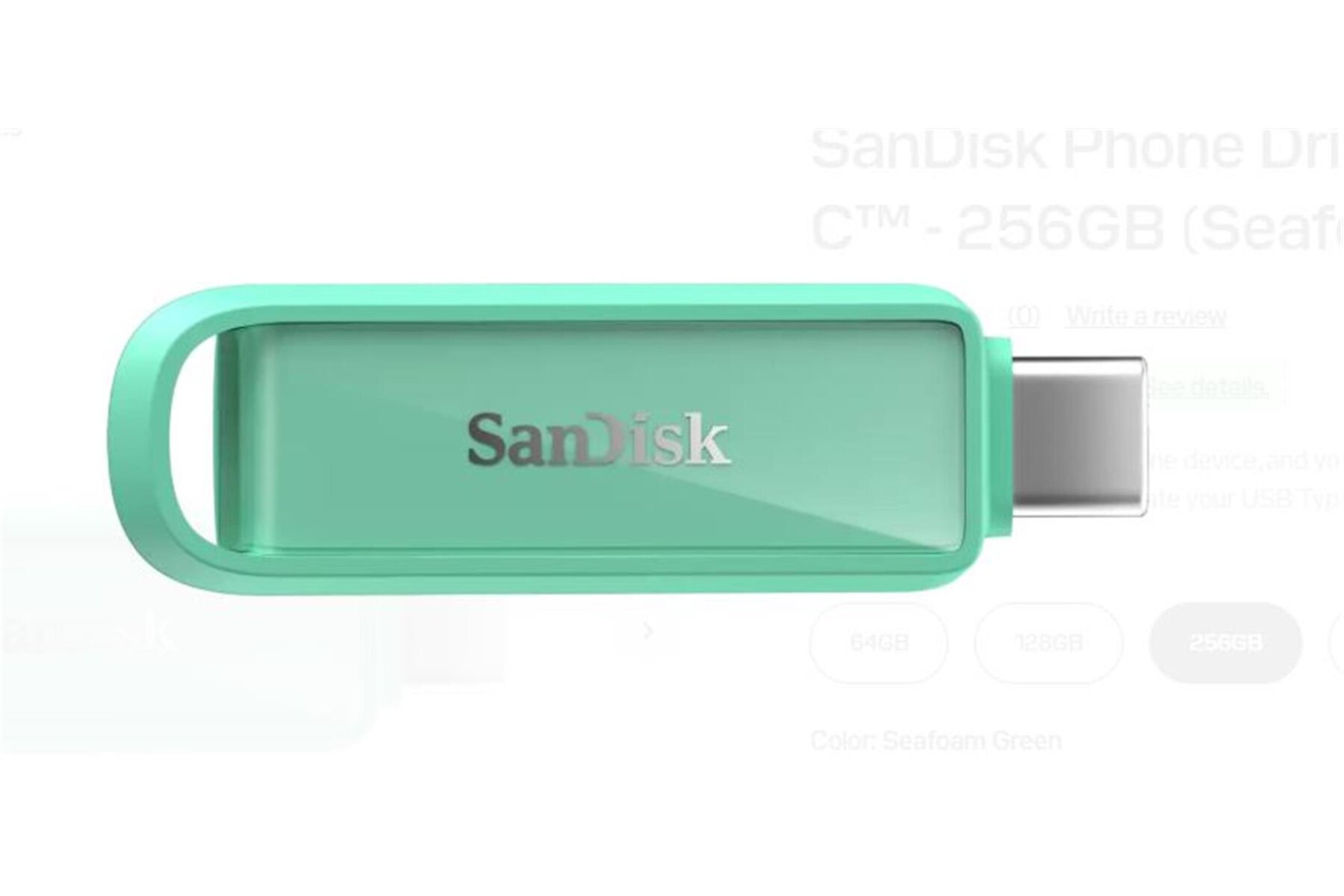 Sandisk SDIXS0N-256G-GN6NQ 256GB Phone Drive with USB-C-128GB (Seafoam Green) Flash Bellek