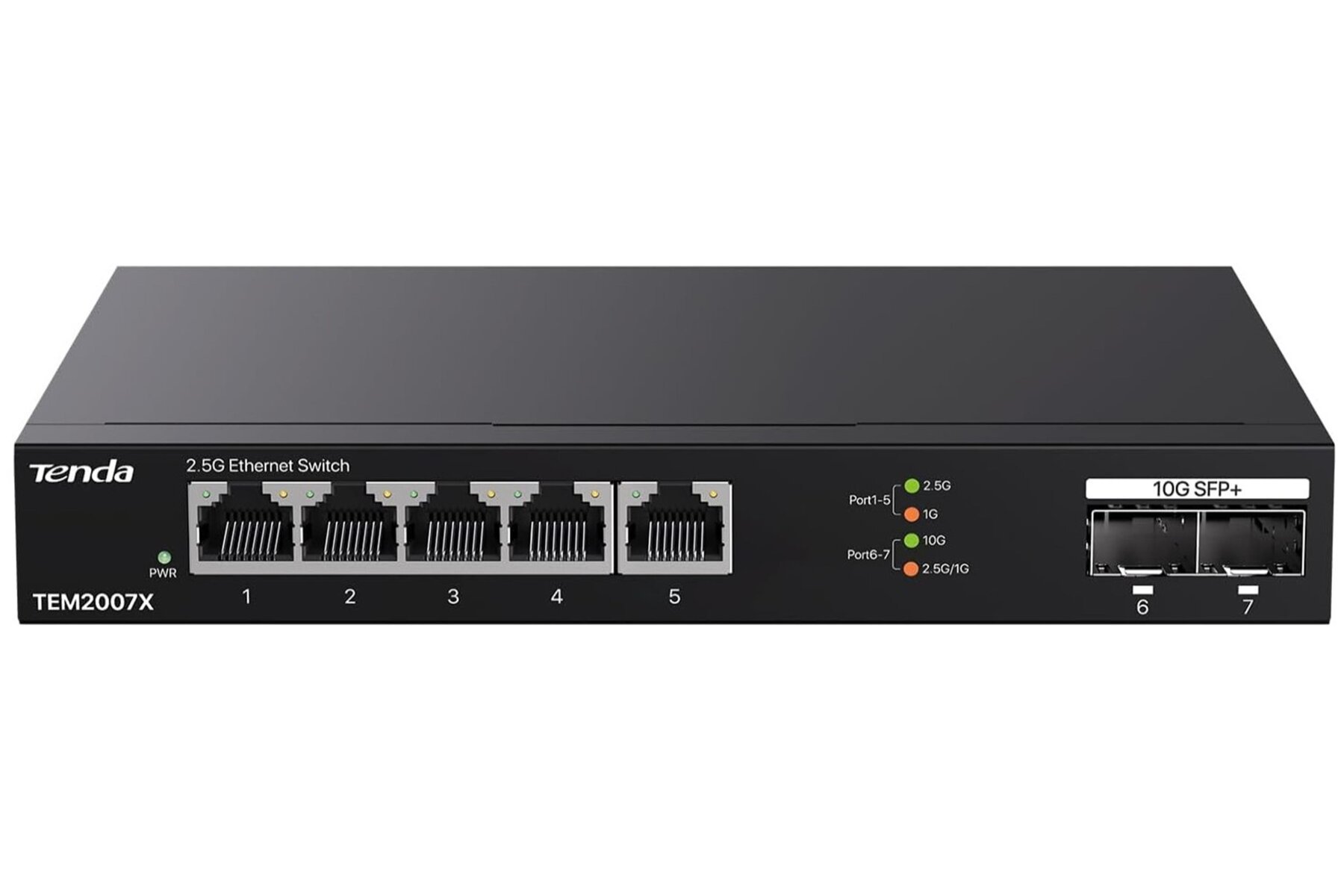 Tenda TEM2007X 2.5Gb Switch 7 Port 5x2.5G Por+2x10Gb SFP+ 50Gbps Yönetilmeyen Nas, Oyun PCsi Switch