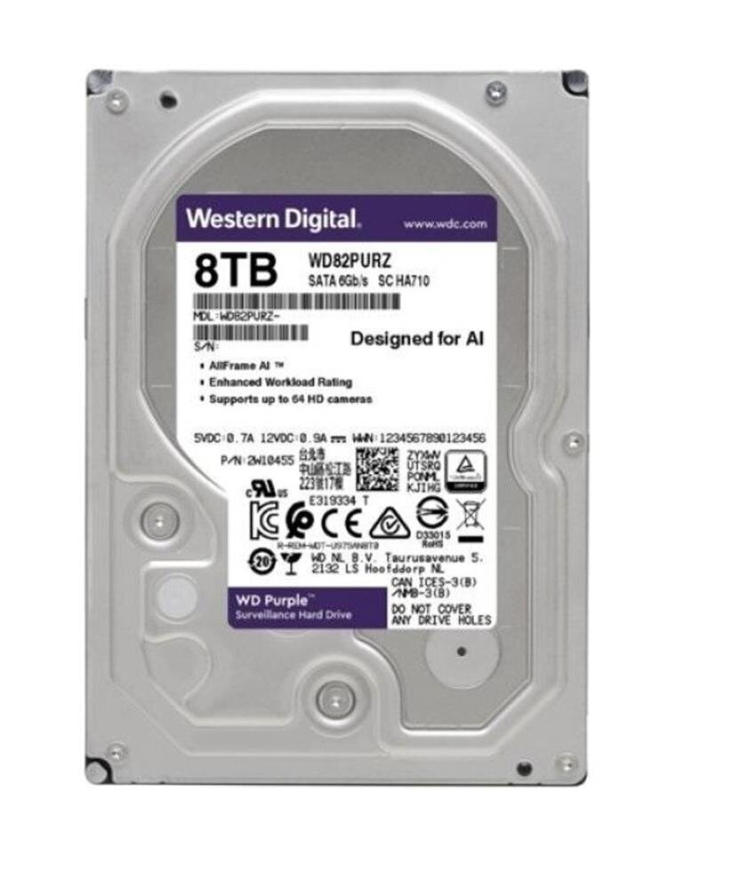 Wd 8Tb Purple WD82PURZ 7200RPM 256MB 7x24 Güvenlik Harddisk (İthalat)