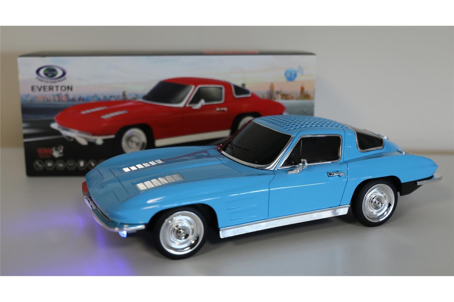 EVERTON RT-1956 Mavi (Blue) Arabalı  Bluetooth Fm-Usb-Tf-Aux Şarjlı Nostaljik Radyo