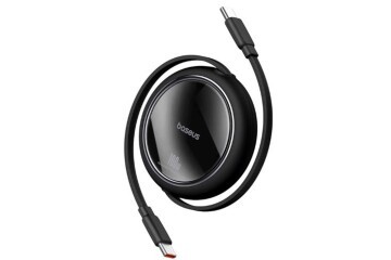 Baseus Free2 Draw Mini Siyah P10364500111-00 1Mt 100w PD Makaralı Type-C to Type-C Şarj Kablosu