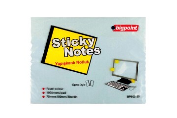Bigpoint Yapışkanlı Not Kağıdı 75x100 Mavi BP803-35