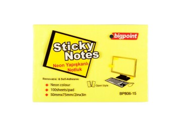 Bigpoint Yapışkanlı Not Kağıdı 75x50 Neon Sarı BP806-15