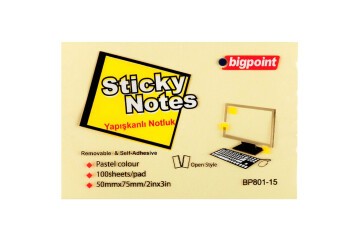Bigpoint Yapışkanlı Not Kağıdı 75x50 Sarı BP801-15