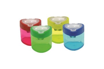 Bu-Bu Kalemtıraş Şeffaf Üçgen Çiftli Hazneli 4 Renk BUBU-KT0002