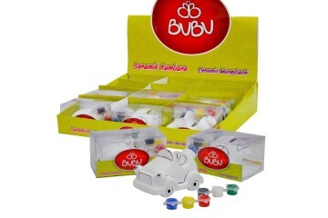 Bu-Bu Seramik Kumbara Boyama Standı Arabalar 12 Lİ BUBU-SBS002