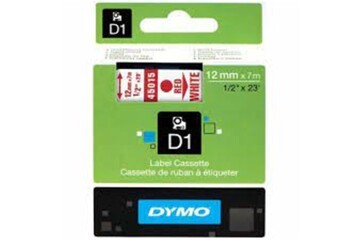 DYMO D1 Beyaz-Kırmızı Yedek Şerit 12mm x 7mt 45015
