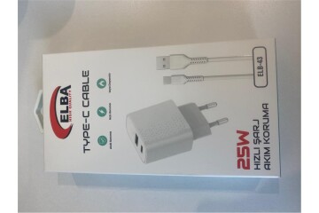ELBA ELB43 25W 2li USB Başlık TYPE-C Kablolu Set Hızlı Şarj Akım Koruma