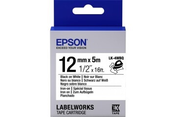Epson LK-4WBQ Ütüyle Transfer Beyaz Üzeri Siyah 12mm 9Metre Etiket