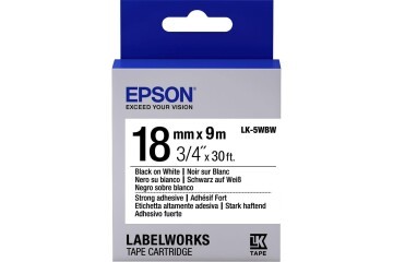 Epson LK-5WBW Güçlü Yapışkanlı Beyaz Üzeri Siyah 18mm 9Metre Etiket