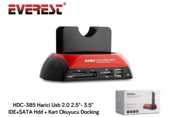 Everest HDC-385 2.5-3.5 Ide Sata Usb 2.0 Harddisk Hdd Kutusu + Kart Okuyusu + Docking Statıon