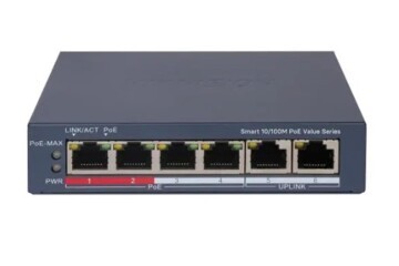 Hikvision DS-3E1106P-EI-M 4 Port PoE 10-100 2-Uplınk Yönetilemez Switch