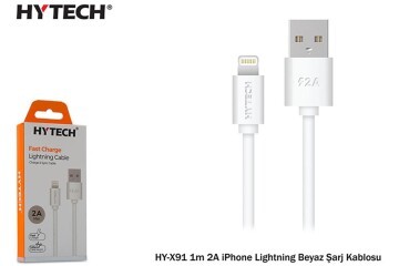 Hytech HY-X91 1m 2A iPhone Lightning Beyaz Şarj Kablosu
