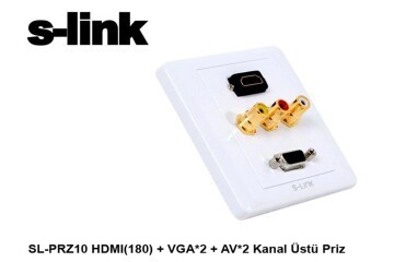 S-link  SL-PRZ10 Hdmı(180) + vga-2 + av-2 Kanal Üst Priz