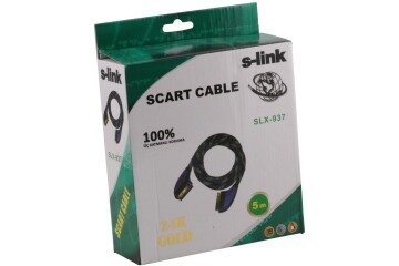 S-link SLX-937 Scart To Scart  5mt Gold Kılıflı Kablo