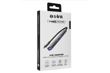S-link SWV-USBC023 4 in 1 Gri Metal TypeC to 2-USB2.0 USB 3.0, PD Type C Adaptör