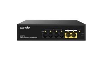 Tenda S106PC 6 Port 4 Port Poe+ 10-100 Mbps + 2 Port Uplink Switch Çelik Kasa Rack Mount
