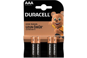 Duracell Alkalin İnce Kalem Pil (AAA) 4 LÜ Kartela