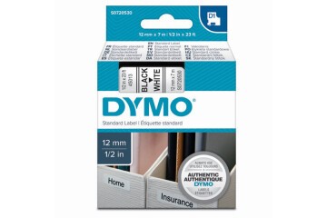 Dymo D1 Şerit Standart 12 MMx7 MT Beyaz Üzerine Siyah 45013 S0720530