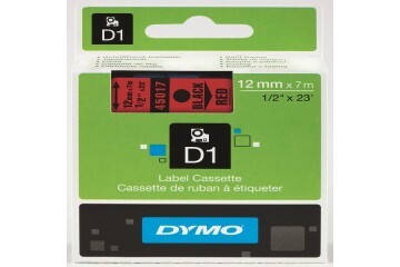 Dymo D1 Şerit Standart 12 MMx7 MT Kırmızı Üzerine Siyah 45017