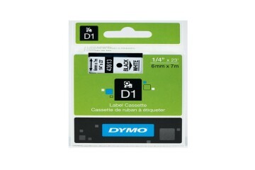 Dymo D1 Şerit Standart 6 MMx7 MT Beyaz Üzerine Siyah 43613
