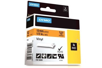 Dymo Rhino Pro Etiketi Renkli Vinil 12 MMx5.5 MT Turuncu Üzerine Siyah 18435