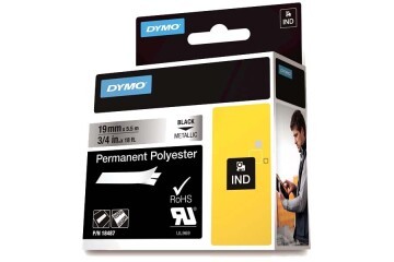 Dymo Rhinopro Sabitpolyester 19 MMx5.5 M Metalik Gri/Siyah 18487