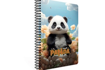 Gıpta Spiralli Karton Kapak Defter Panda A4 80 YP Kareli