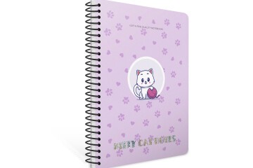 Gıpta Spiralli Plastik Kapak Defter Kıtty Cat A4 80 Çizgili