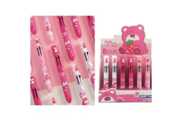 Gıpta Tükenmez Kalem-pink Bear 8 Color 24 Lü K4267