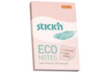 Hopax Stıckn Yapışkanlı Not Kağıdı 100 YP 76x51 Eco Patel Pembe HE21742