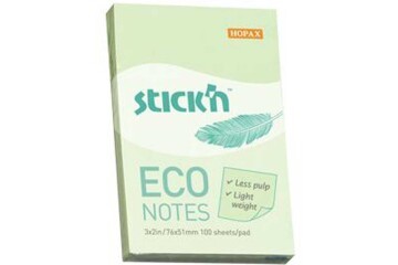 Hopax Stıckn Yapışkanlı Not Kağıdı 100 YP 76x51 Eco Patel Yeşil HE21744
