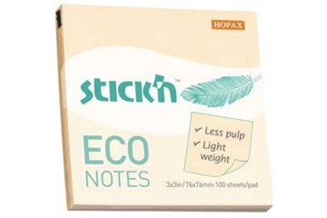 Hopax Stıckn Yapışkanlı Not Kağıdı 100 YP 76x76 Eco Pastel Sarı HE21745