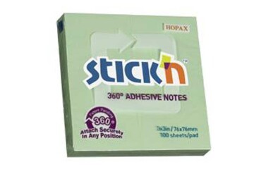 Hopax Stıckn Yapışkanlı Not Kağıdı 100 YP 76x76 Yeşil HE21552