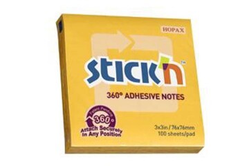 Hopax Stıckn Yapışkanlı Not Kağıdı 360° 100 YP 76x76 Altın HE21551