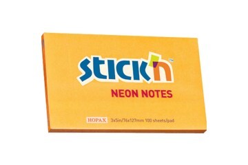 Hopax Stıckn Yapışkanlı Not Kağıdı Neon Turuncu 76x127 MM 100 YP HE21168