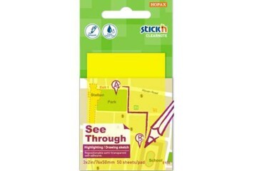 Hopax Stıckn Yapışkanlı Not Kağıdı Yarı Saydam 50 YP 76x51 Neon Sarı 21705