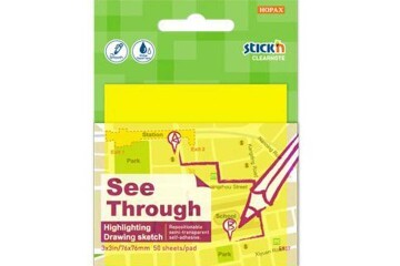 Hopax Stıckn Yapışkanlı Not Kağıdı Yarı Saydam 50 YP 76x76 Neon Sarı 21709