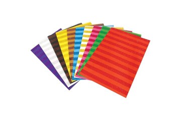 Lino Desenli Kağıt Simli Çizgi Desenli 10 Renk 20x30 CM