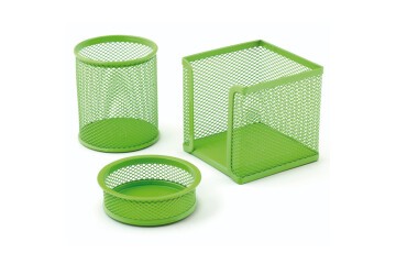 Mas Masa Seti Ataşlık-Kağıtlık-Kalemlik 3 LÜ Metal Perforeli Yeşil 505