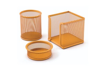 Mas Masa Seti Ataşlık-Kağıtlık-Kalemlik 3 LÜ Metal Perforeli Oranj 505