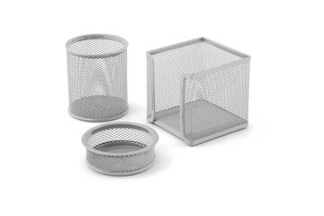 Mas Masa Seti Ataşlık-Kağıtlık-Kalemlik 3 LÜ Metal Perforeli Silver 505